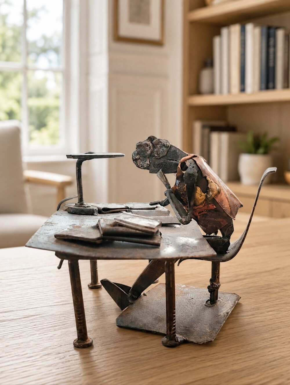 Welded Scrap Metal Accountant Desk Sculpture Office Decor Gift 4"
